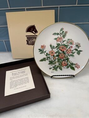 Vintage Boehm Puppy Love Miniature Rose Collector Plate Fine English Bone China